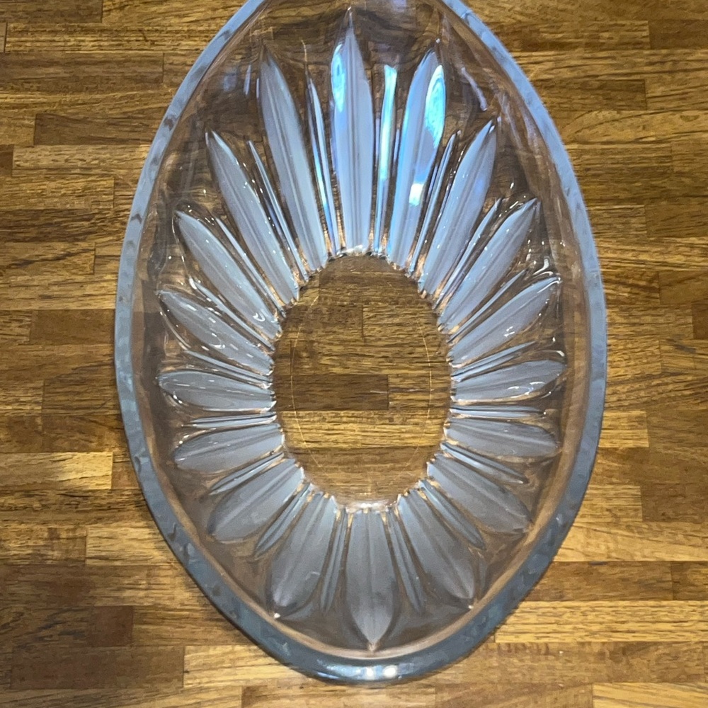 Clear Glass Decorative Bowl Sach’s 5th Avenue Frosted Oval Bowl Centerpiece